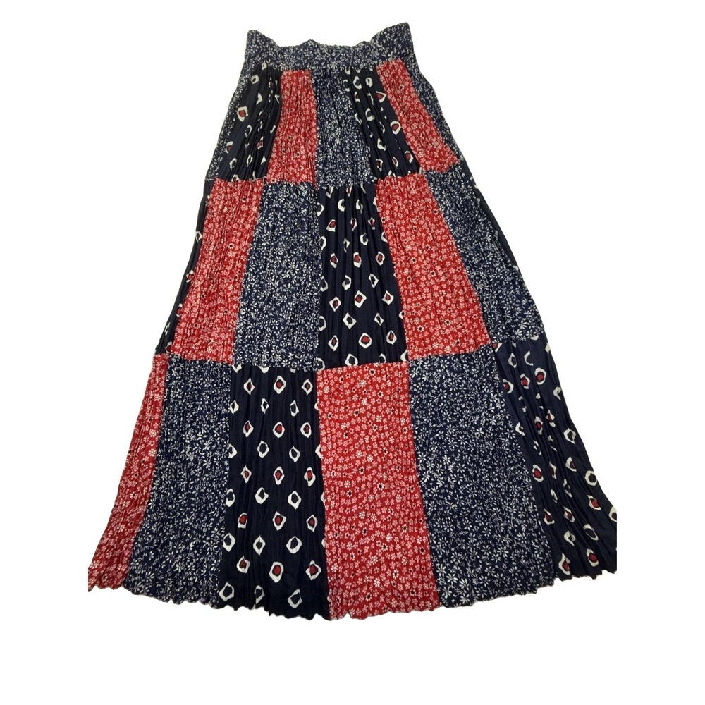 Vintage 1990s Stonebridge blue & red cropped patchwork denim vest Skirt Set PS - Picture 4 of 10